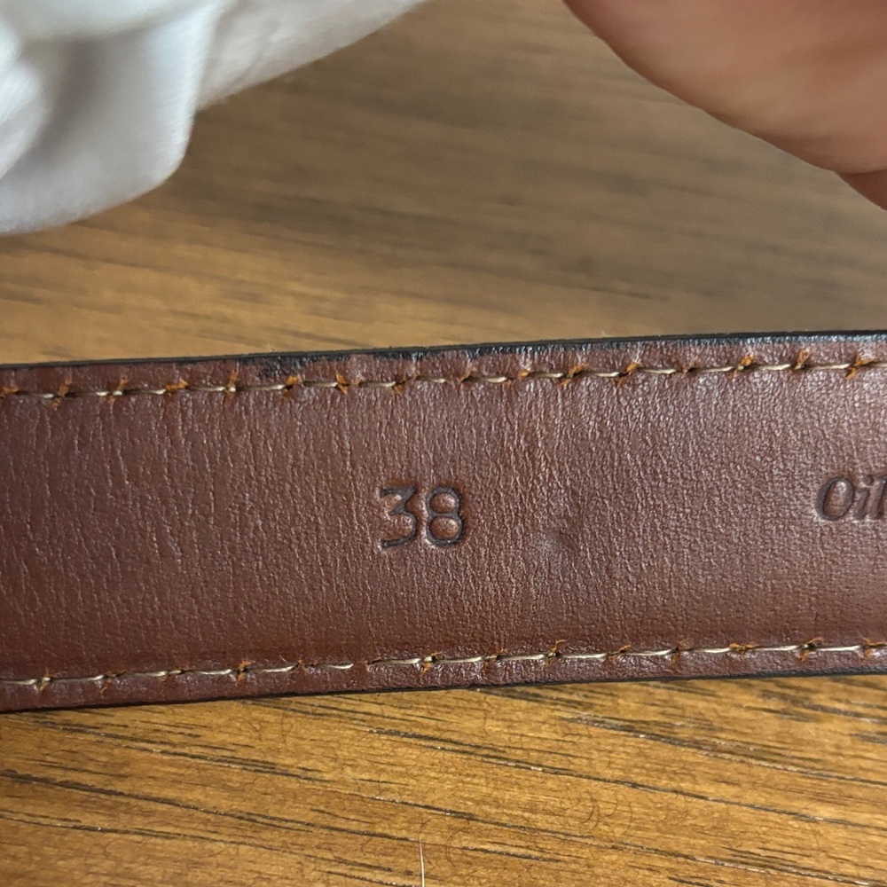 Johnston & Murphy Brown Leather Belt with Silver Buckle - Picture 3 of 5